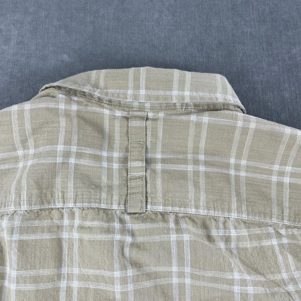 The North Face Mens Large Tan Plaid Short Sleeve Button Down Shirt Casual